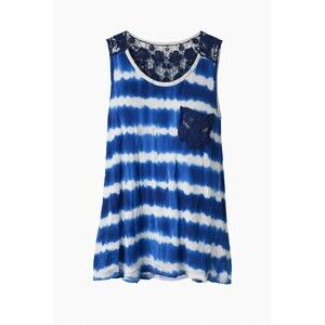 Wishful Park Blue Tie Dye Lace Back Tank Top Size L Sleeveless
